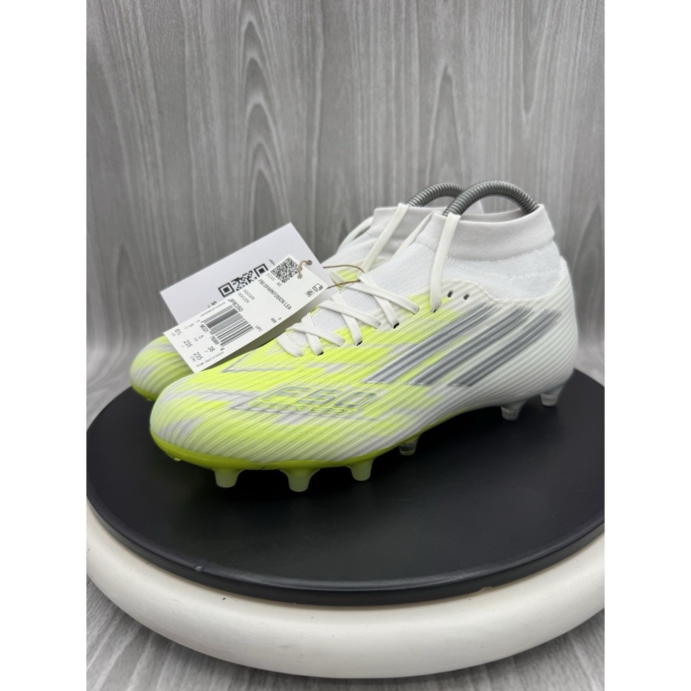 Adidas F50 Sparkfusion Club FG/AG Womens 8.5 White Yellow Soccer Cleats JP8350